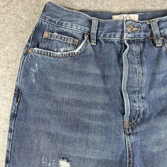 We The Free Jeans Womens 29 Relaxed High Rise Button Fly Straight Boho Grunge - Picture 4 of 15